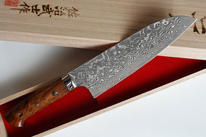 CS210 - Couteau Japonais Santoku damas 33 couches Saji - Lame de 18cm en acier R2